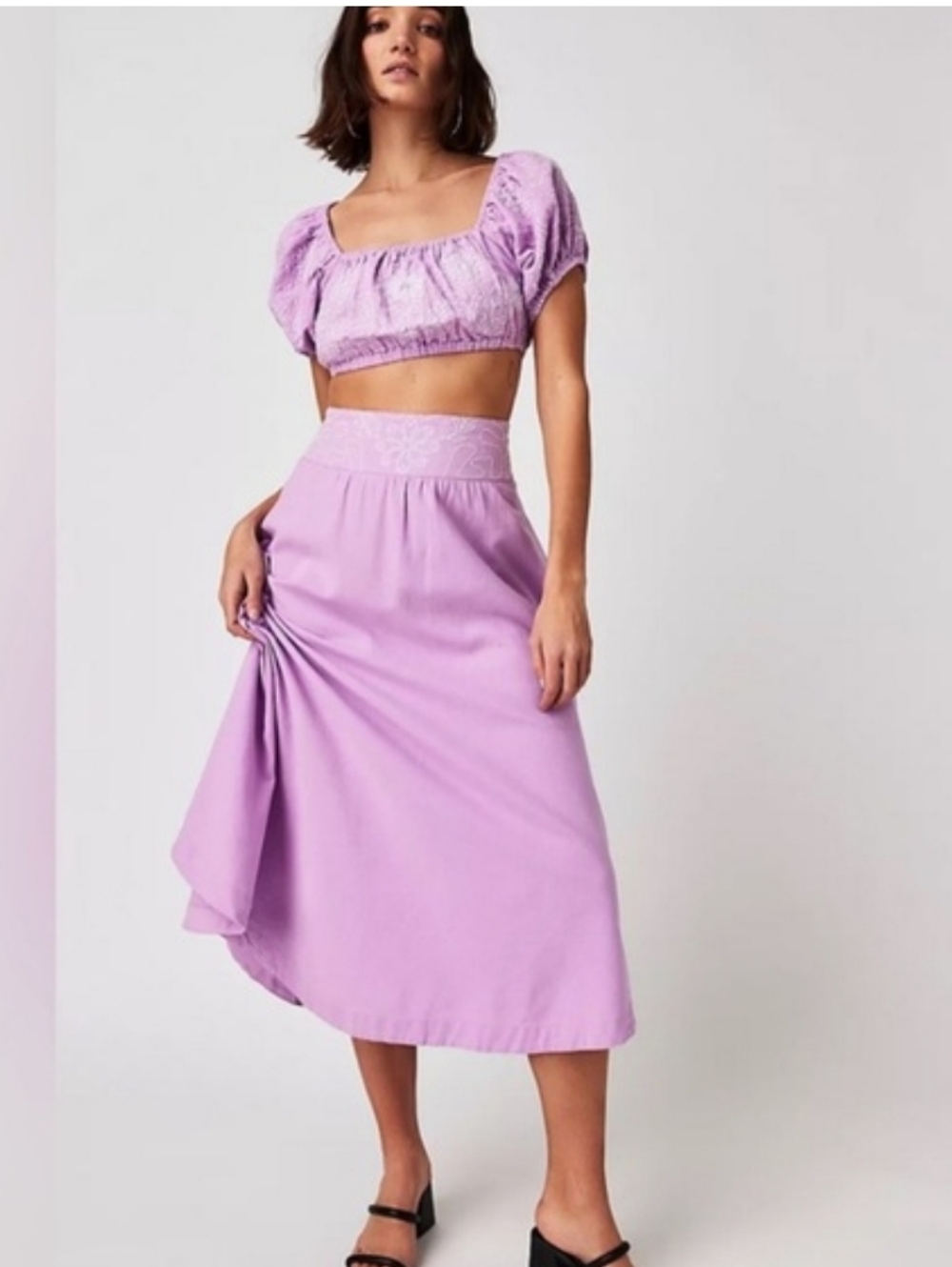 Free People Orchid Midi Skirt And Top Set